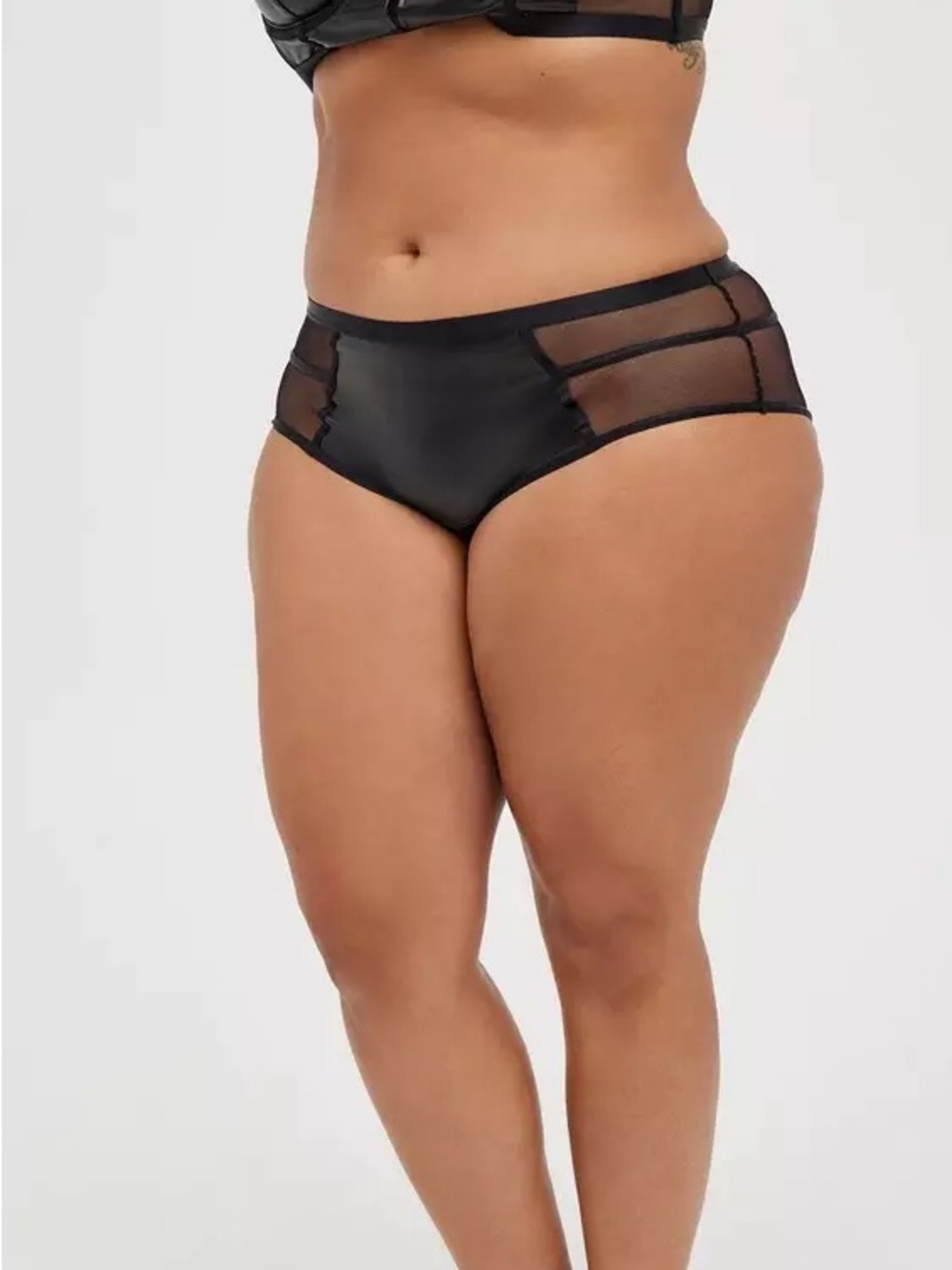 Torrid Cage Back Cheeky Panty - Faux Leather & Mesh in Rich Black Sz 3X NEW